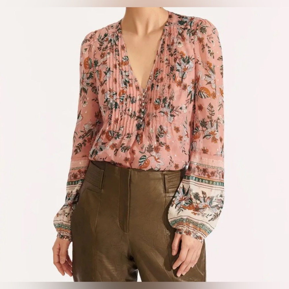 NWT Veronica Beard Lowell Silk Blouse Mauve Size 4